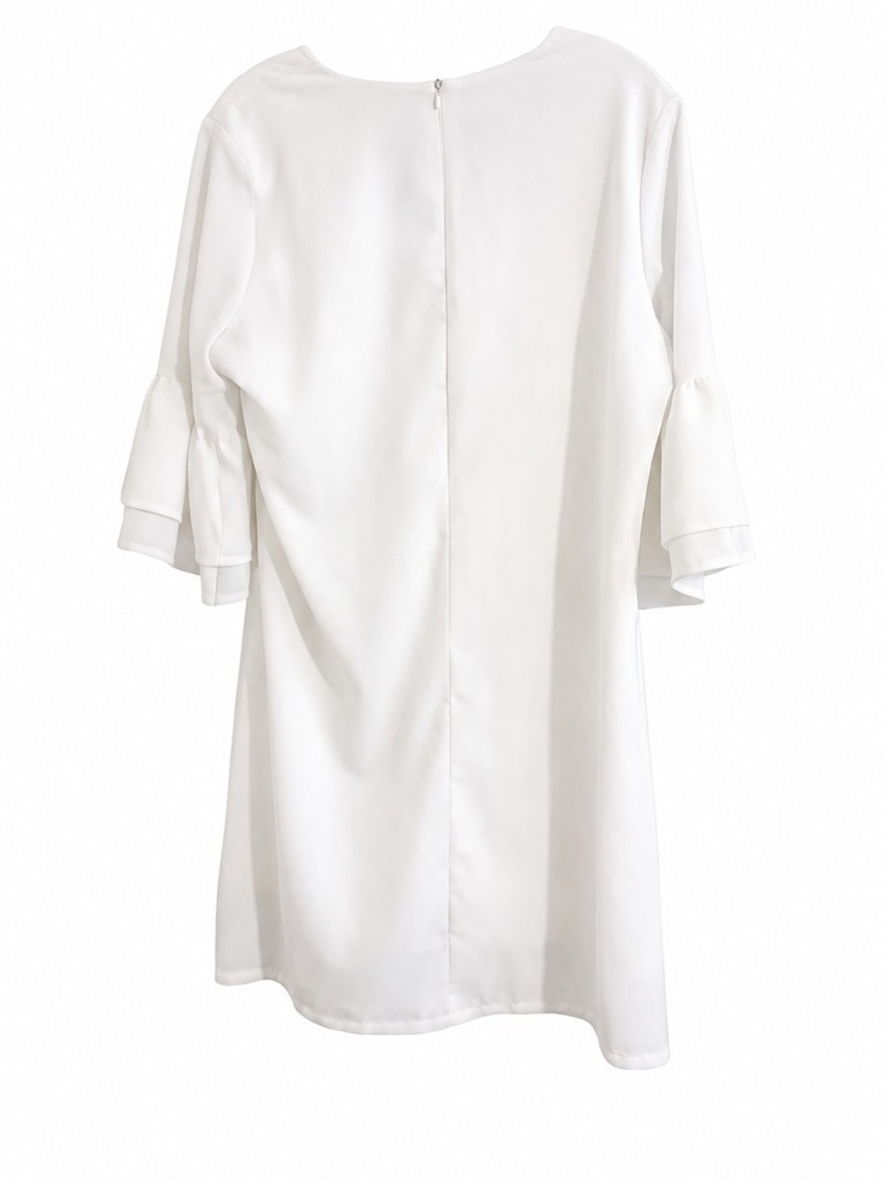 Belongsci White Ruffle Bell Sleeve Shift Dress Medium White Party - Picture 3 of 5